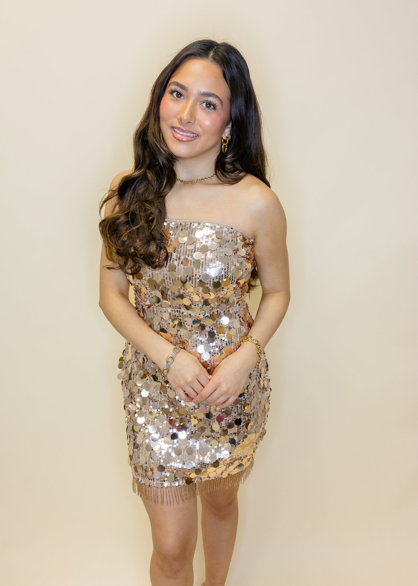 Gold Sequin Fringe Dress