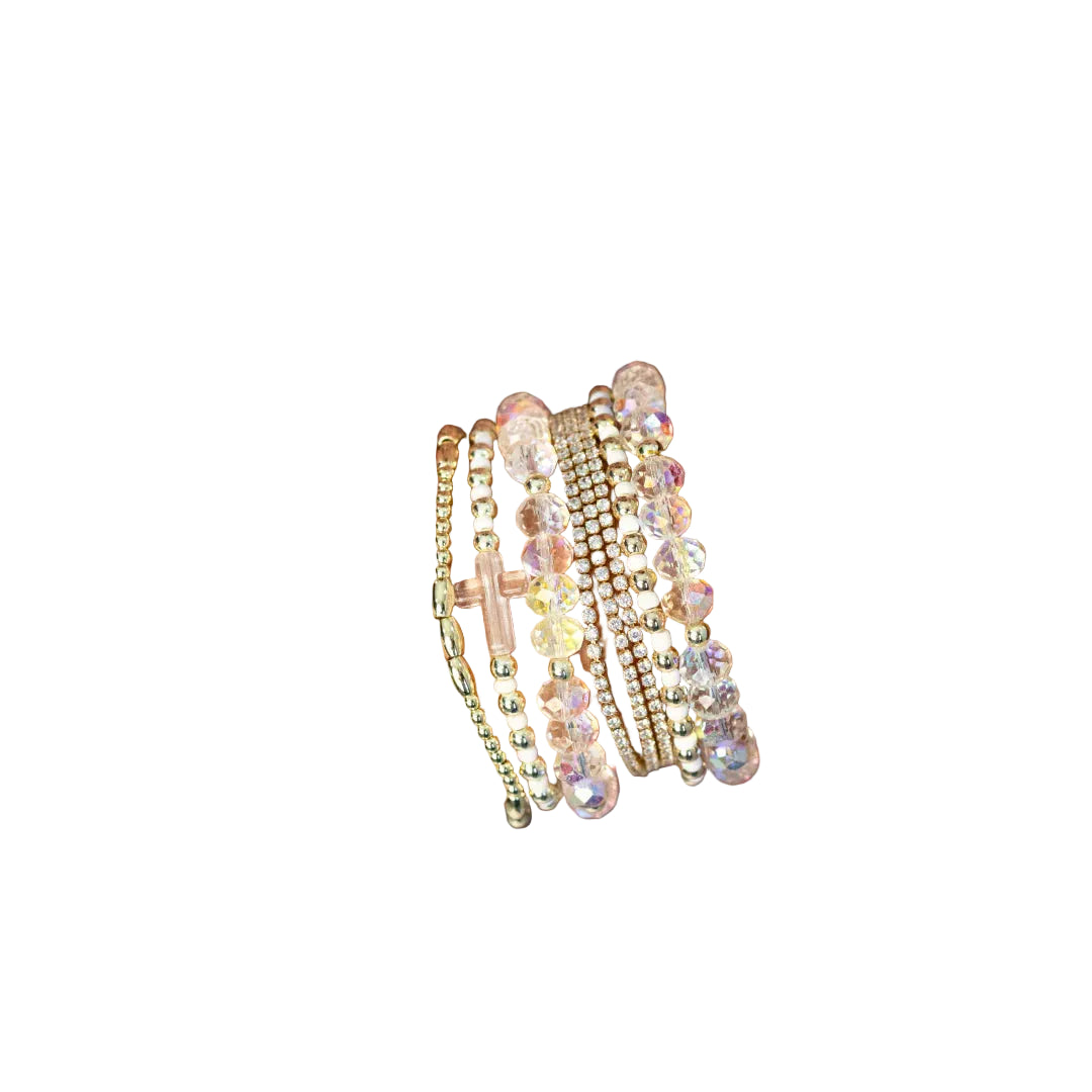 Gold Newton Rhinestone Triple Bracelet