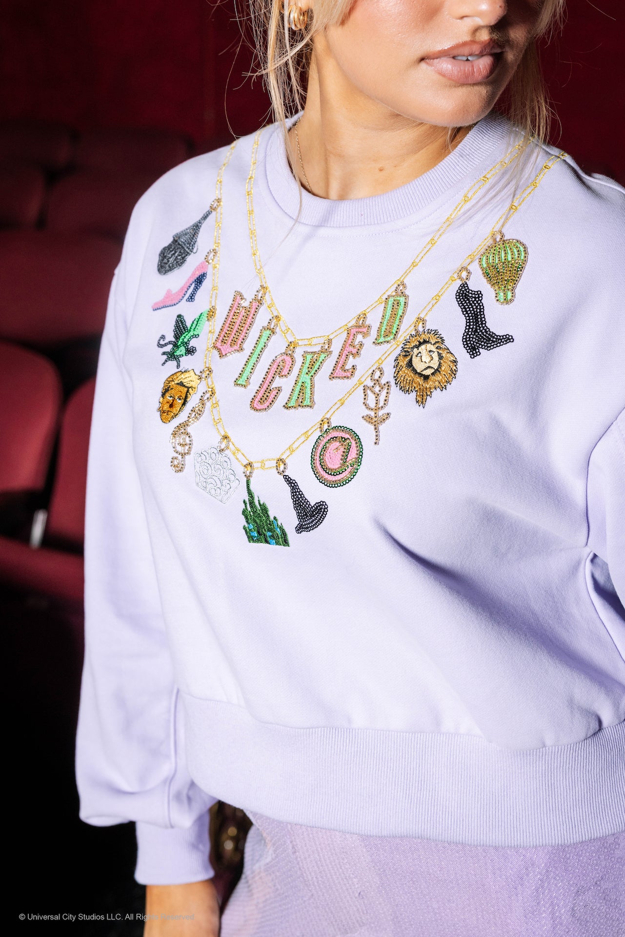 Licensed Lavender Wicked Charm Necklace Sweatshirt