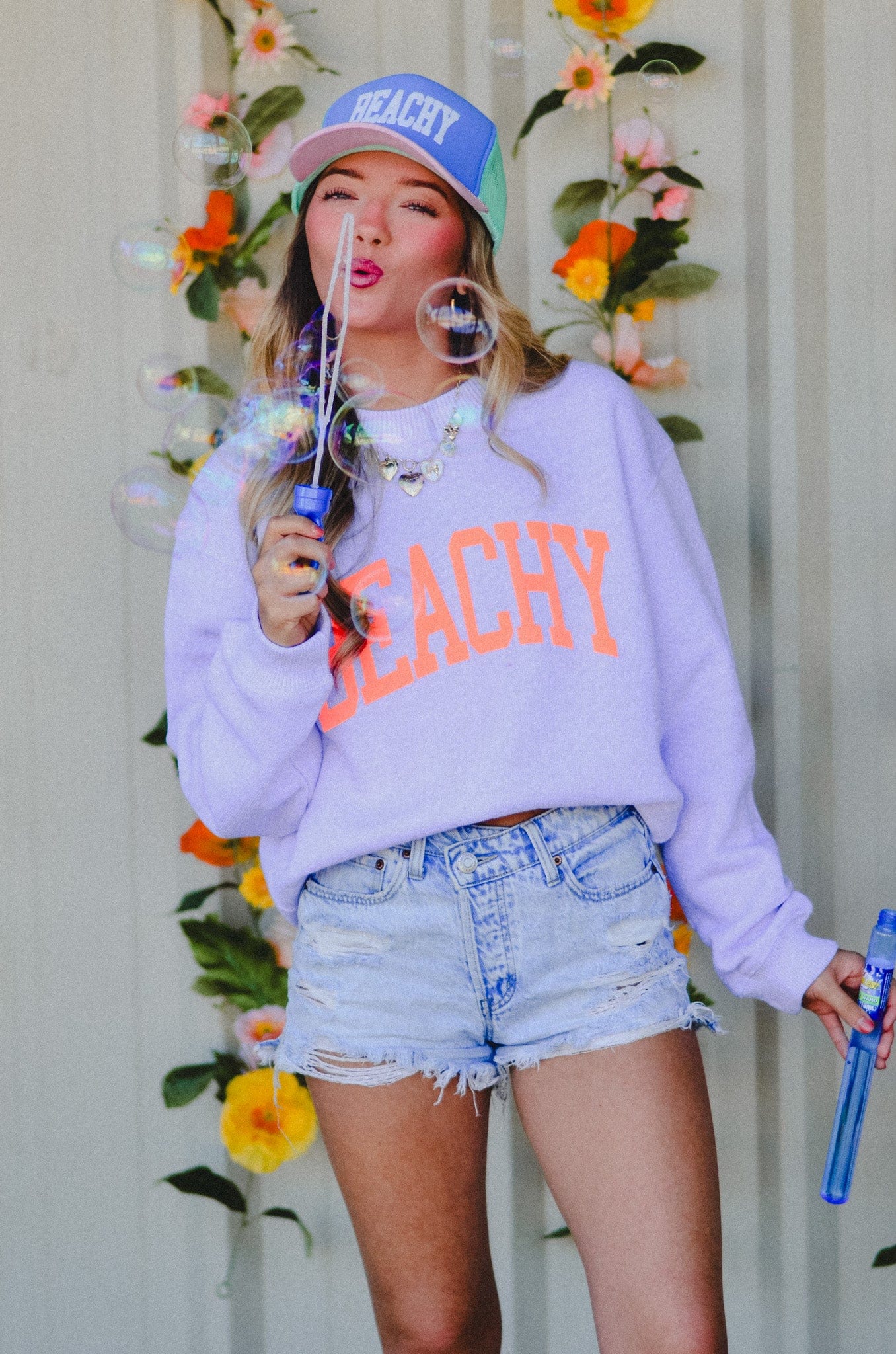 Beachy Lavender Knit Sweatshirt