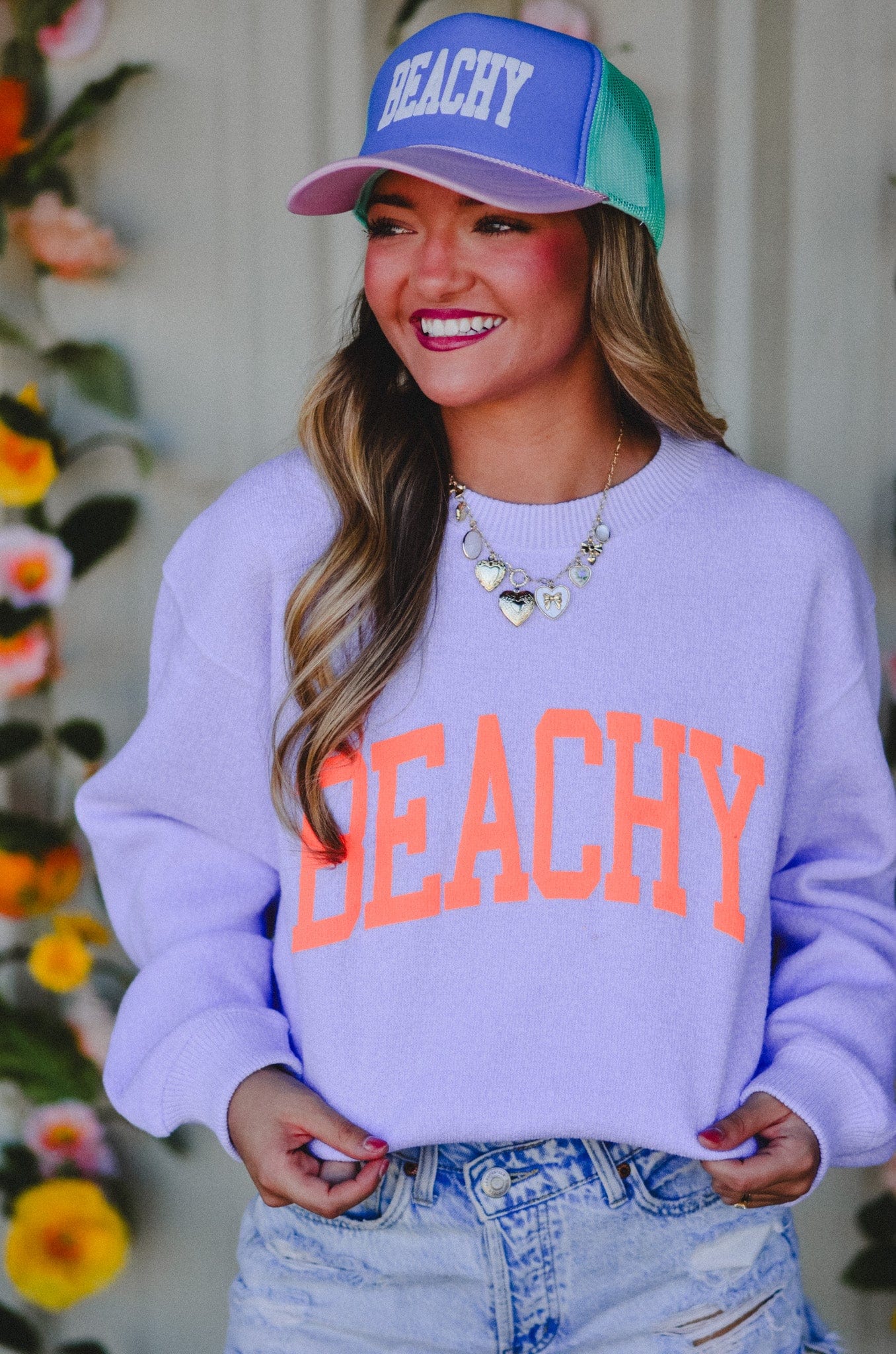 Beachy Lavender Knit Sweatshirt
