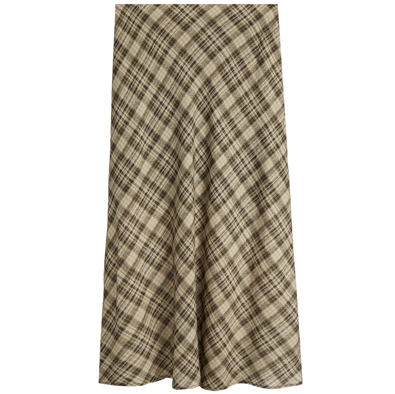 Taupe Plaid Maxi Skirt