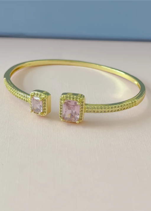 Pink Spark Gold Cuff Bracelet