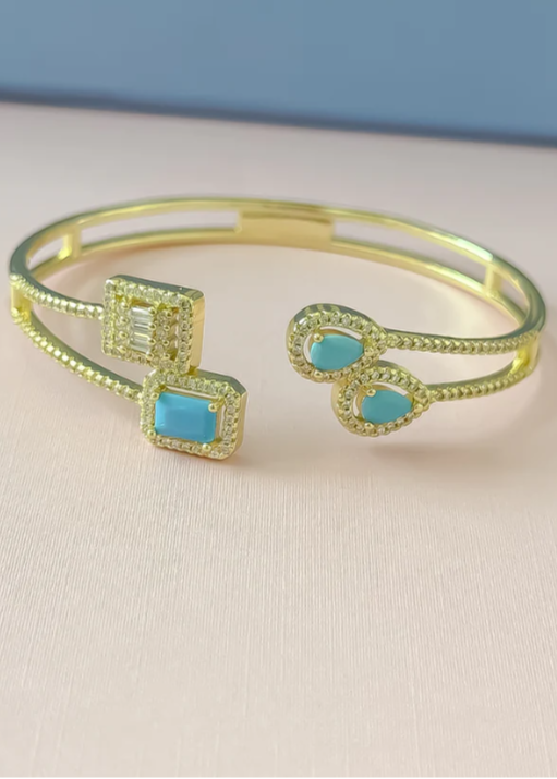 Turquoise Glow Gold Cuff Bracelet