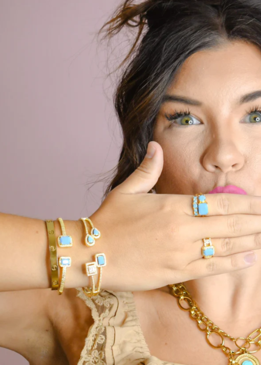 Turquoise Glow Gold Cuff Bracelet