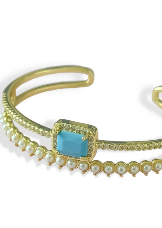 Turquoise Pearl Mirage Cuff Bracelet