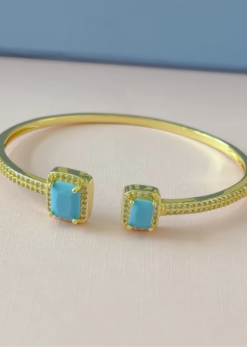 Turquoise Spark Gold Cuff Bracelet