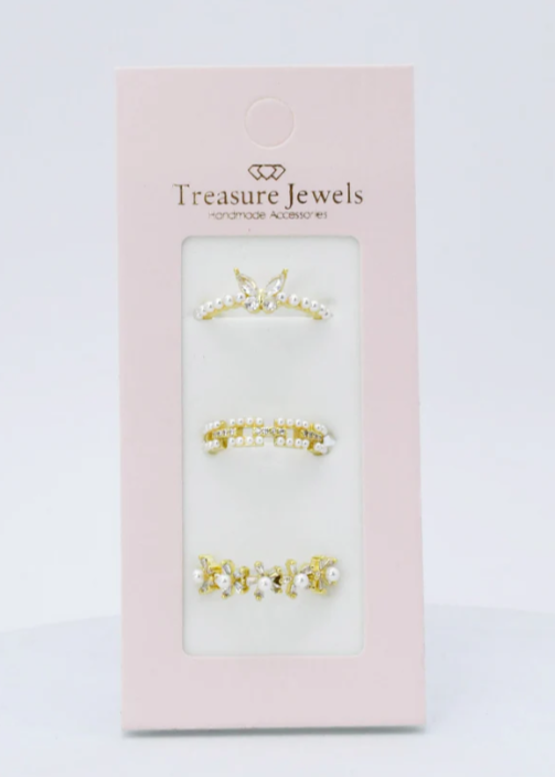 Harmony Pearl Gold Ring Set