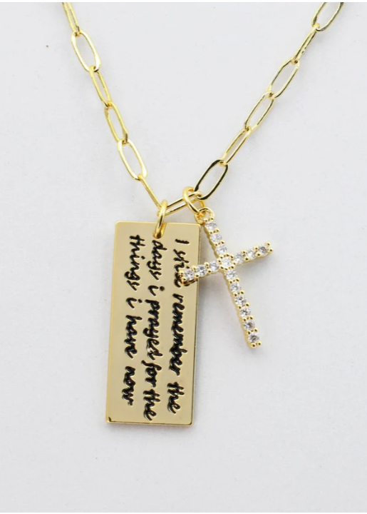 Thankful Gold Cross Necklace