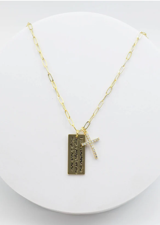 Thankful Gold Cross Necklace