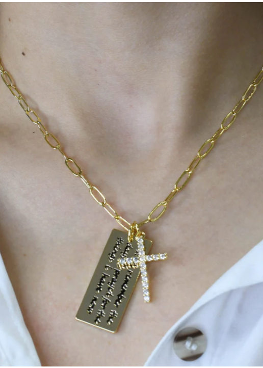 Thankful Gold Cross Necklace