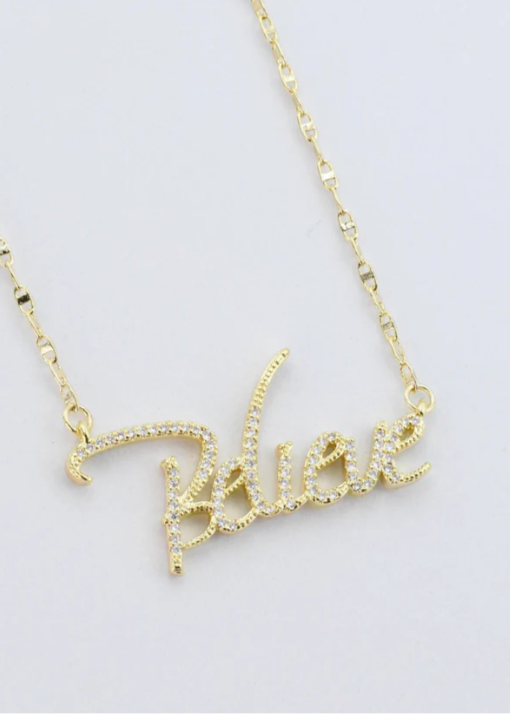Believe Gold Rhinestone Necklace