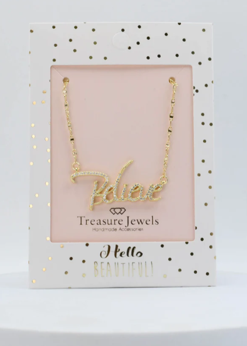 Believe Gold Rhinestone Necklace