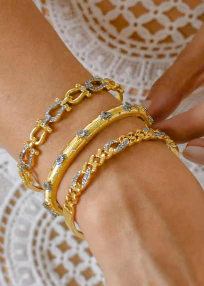 Gold Sol Starburst Bangle Bracelet