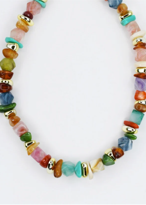 Color Gemstone Twist Necklace