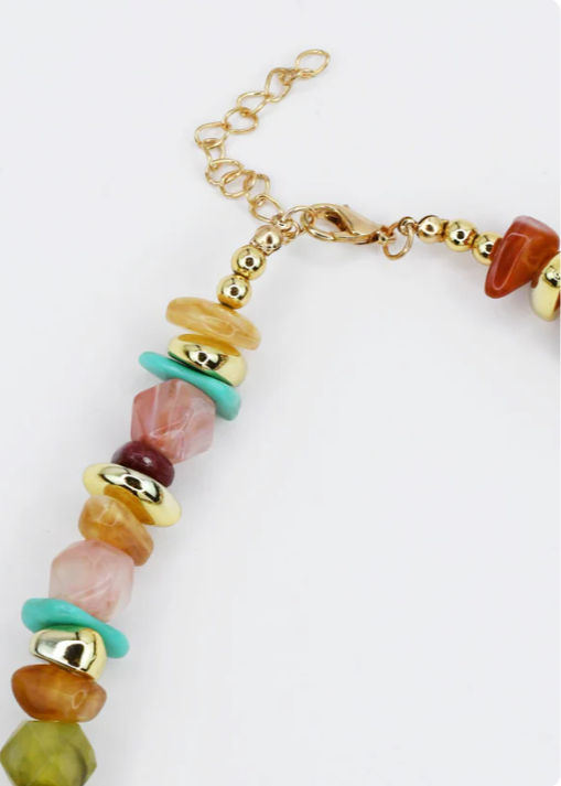 Color Gemstone Twist Necklace