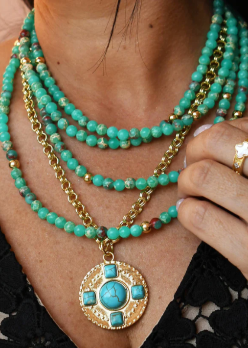 Turquoise Layered Gemstone Necklace