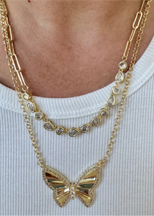 Gold Radiant Flight Butterfly Necklace