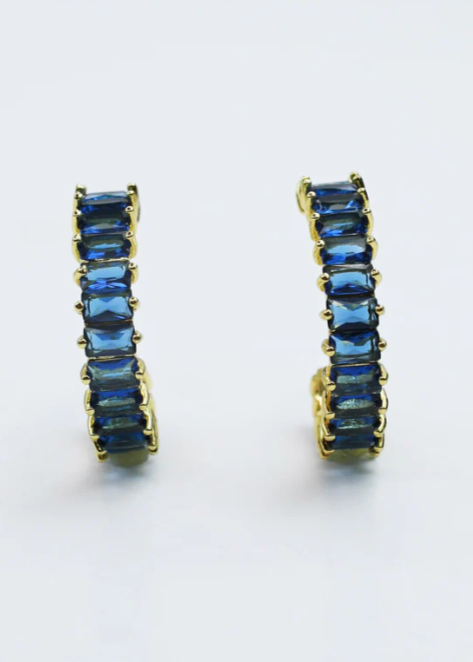 Sapphire Luxe Hoop Rhinestone Earrings
