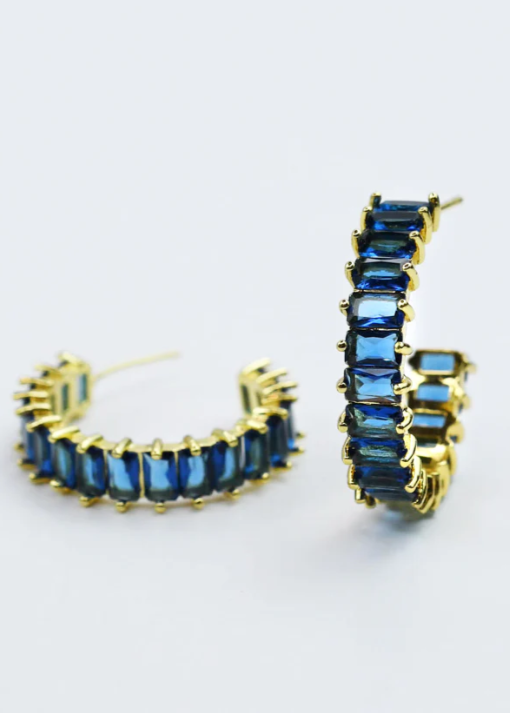 Sapphire Luxe Hoop Rhinestone Earrings