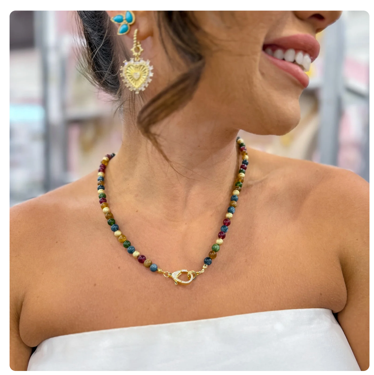 Multi Just the Girl Gemstone Beaded Necklace