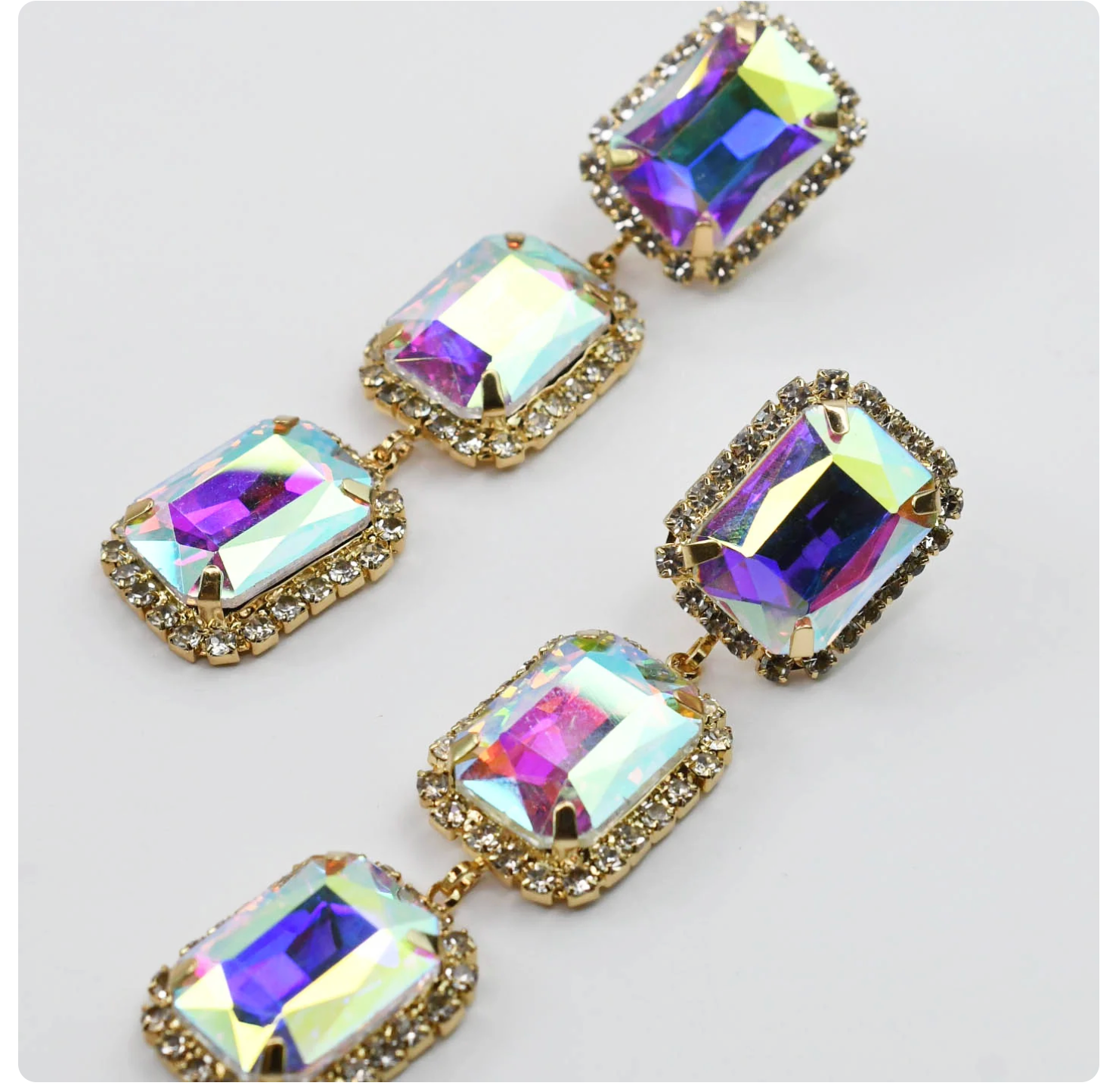 Iridescent Glitz and Glam Statement Earrings