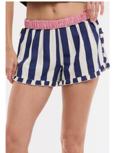 Navy Stripe Contrast Shorts