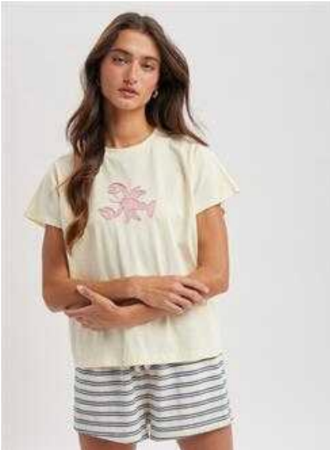 Butter & Pink Crawfish Patch Tee