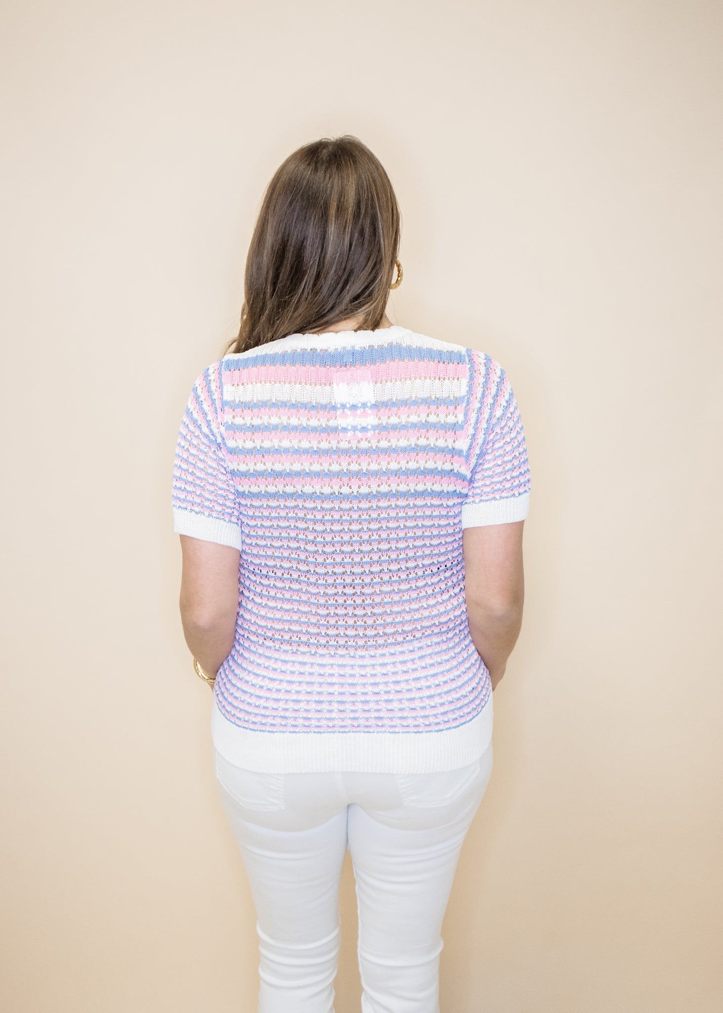 Pastel Stripe Crochet Top