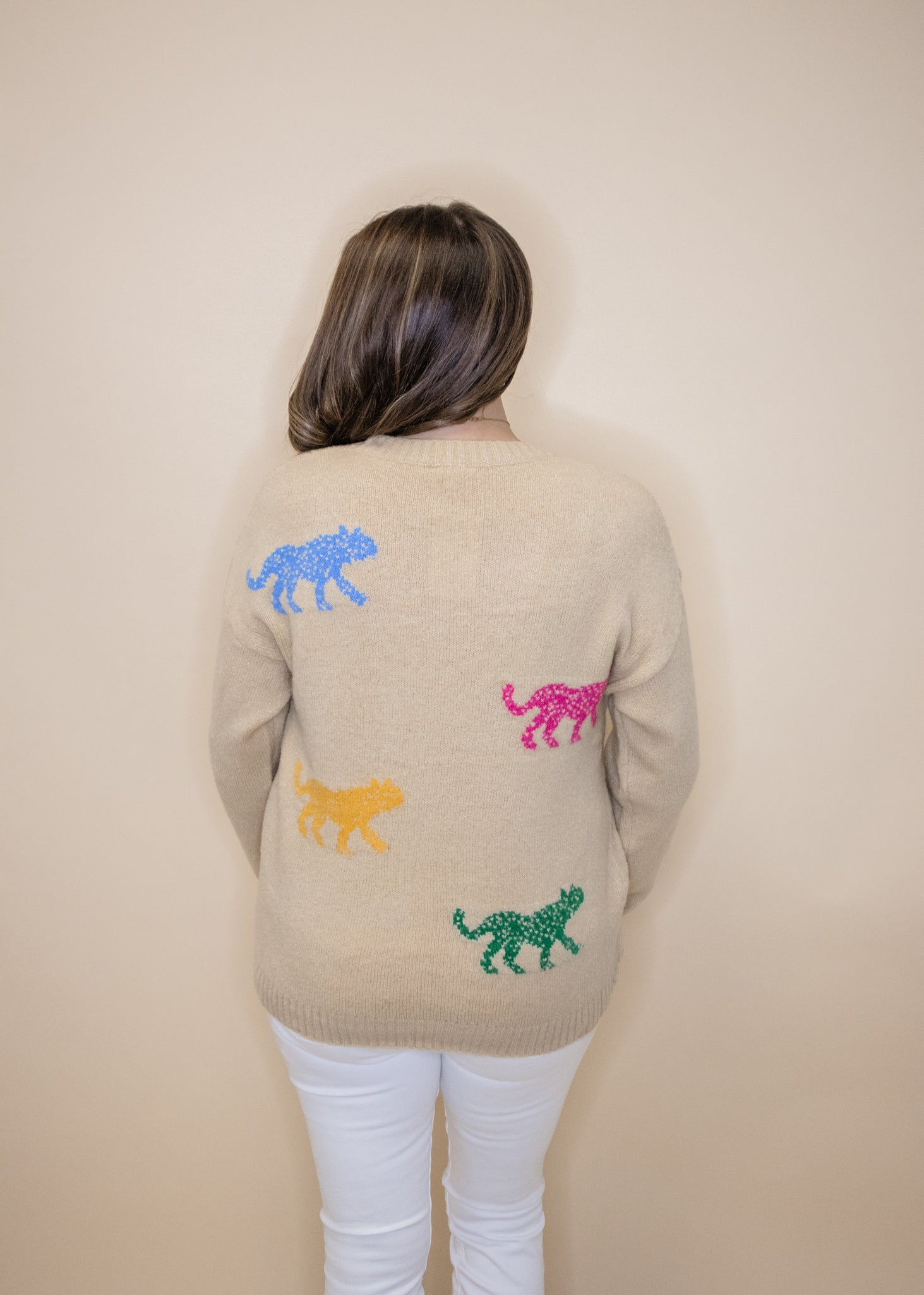 Beige Multi Cheetah Sweater