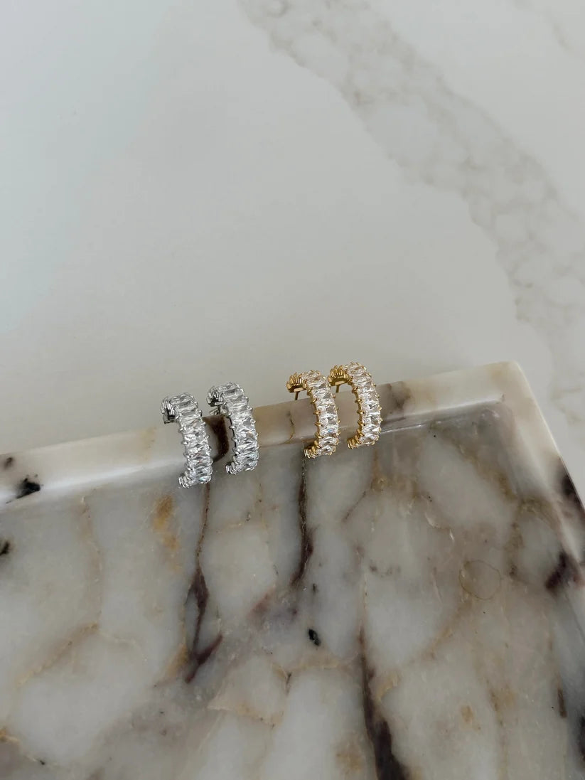 The Vanessa Silver Rhinestone Hoops