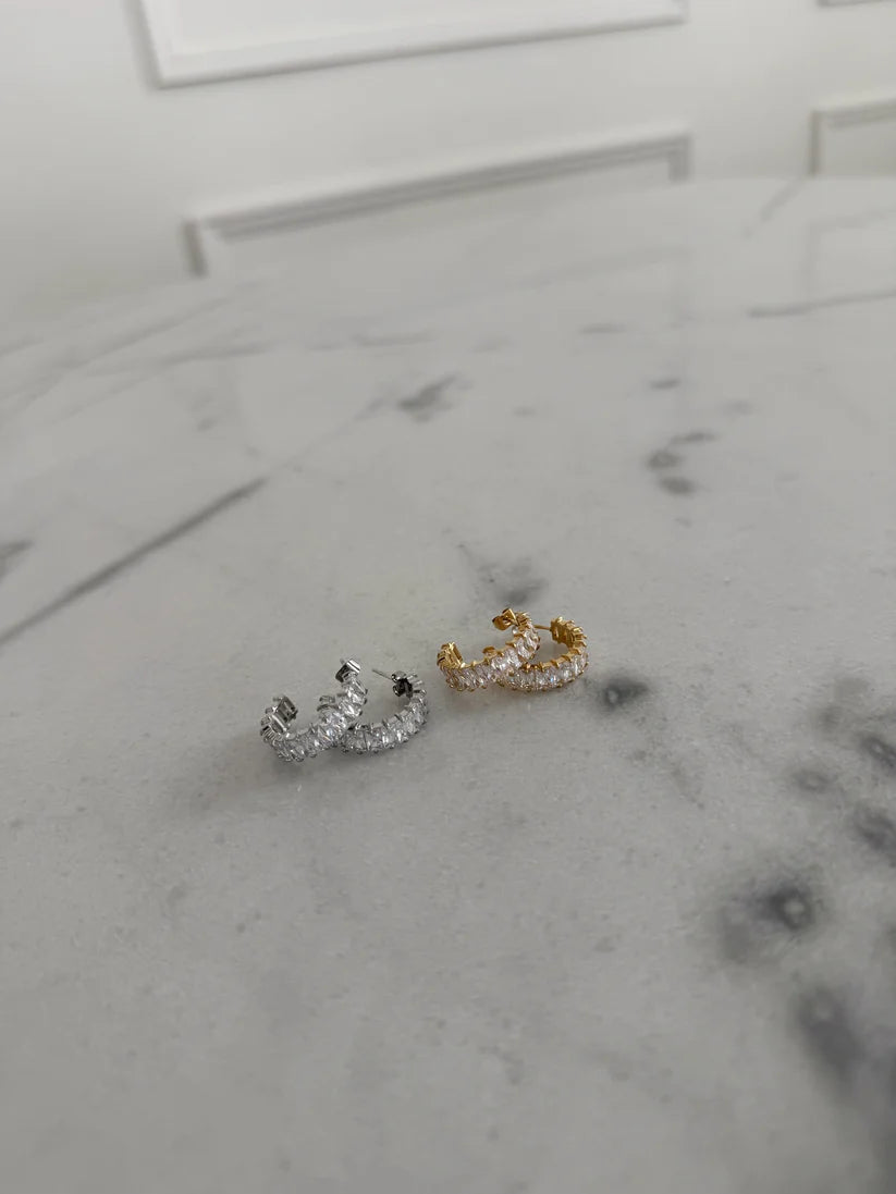 The Vanessa Silver Rhinestone Hoops