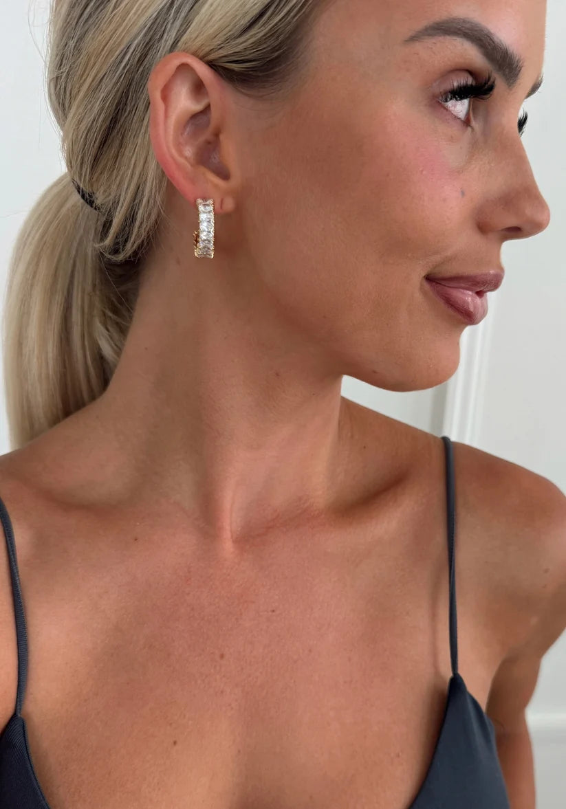 The Vanessa Silver Rhinestone Hoops