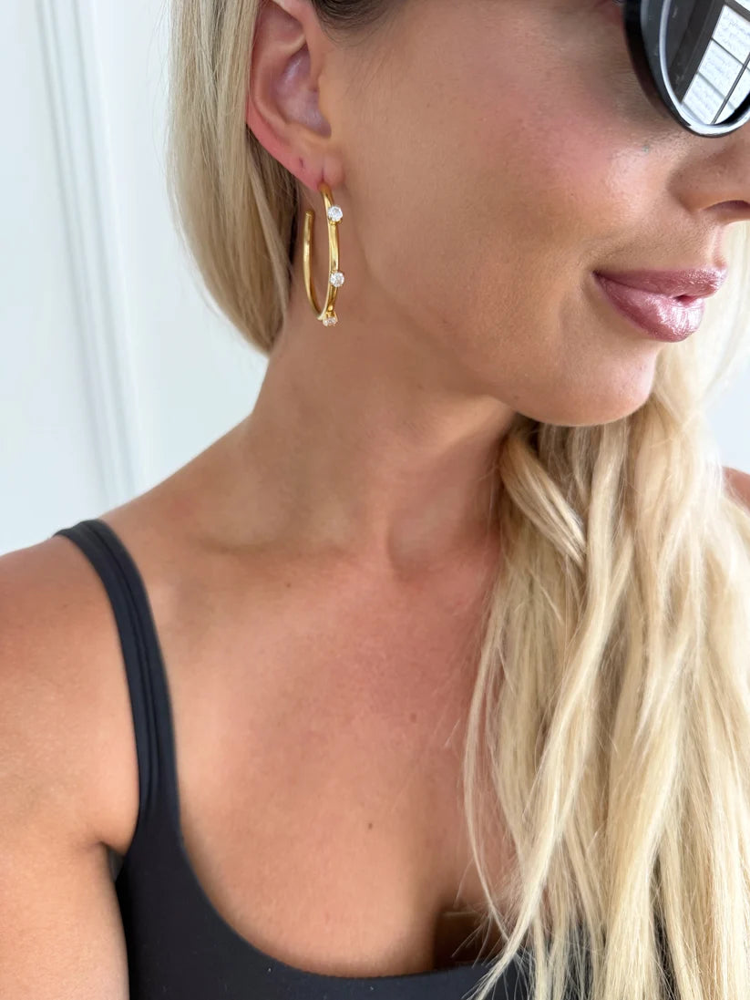 The Willow Gold Rhinestone Hoops