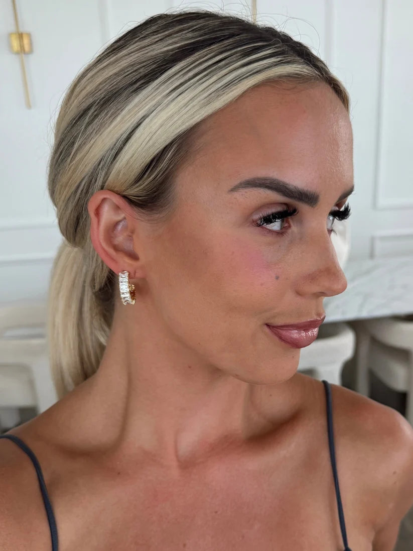 The Vanessa Silver Rhinestone Hoops