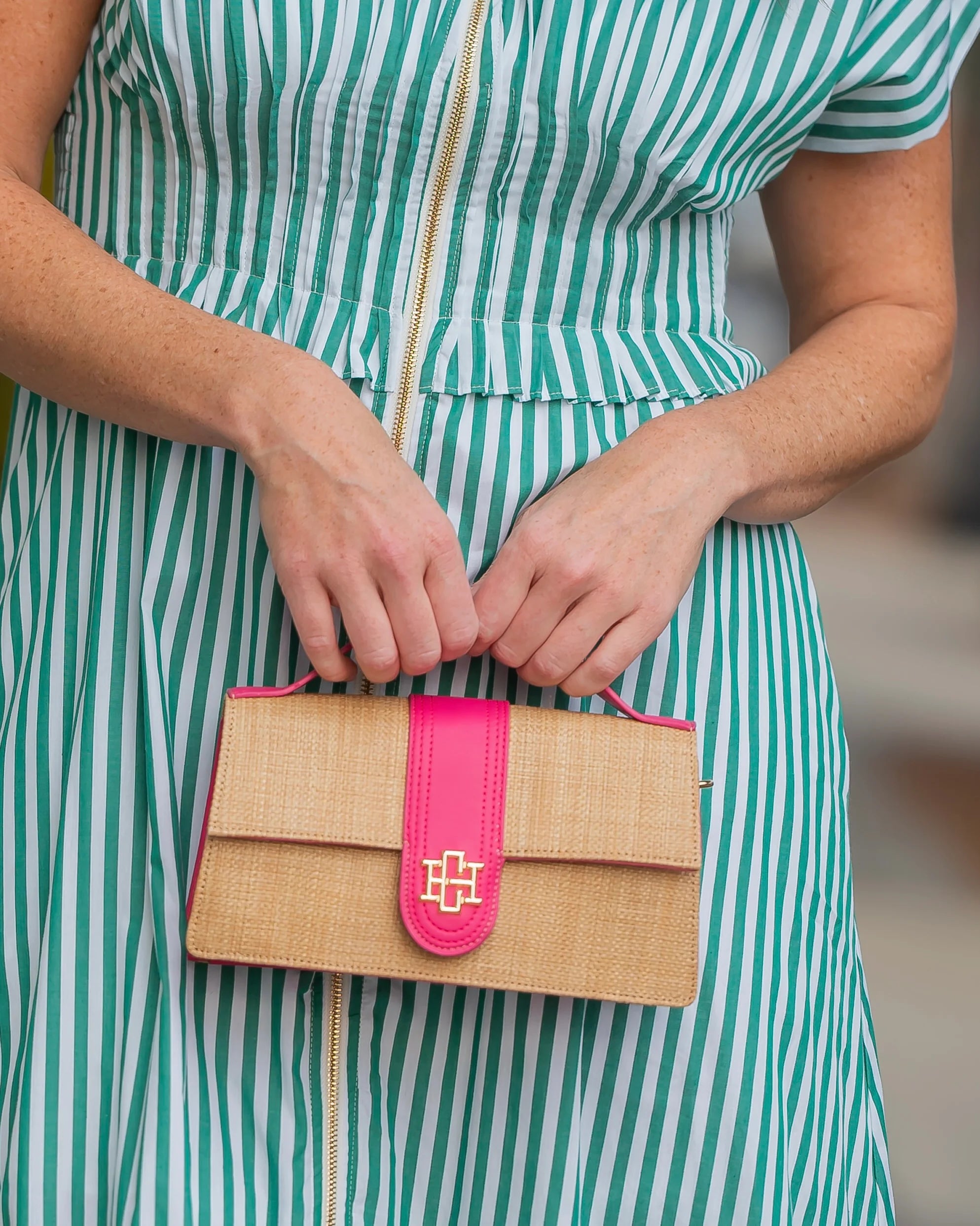 Waverly Clutch Natural Hot Pink