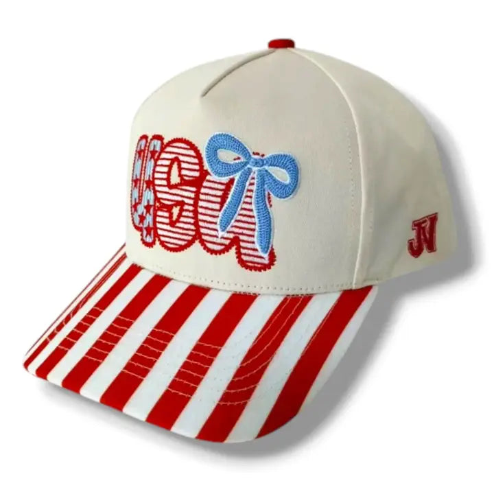 USA Bow Stripe Embroidered Hat