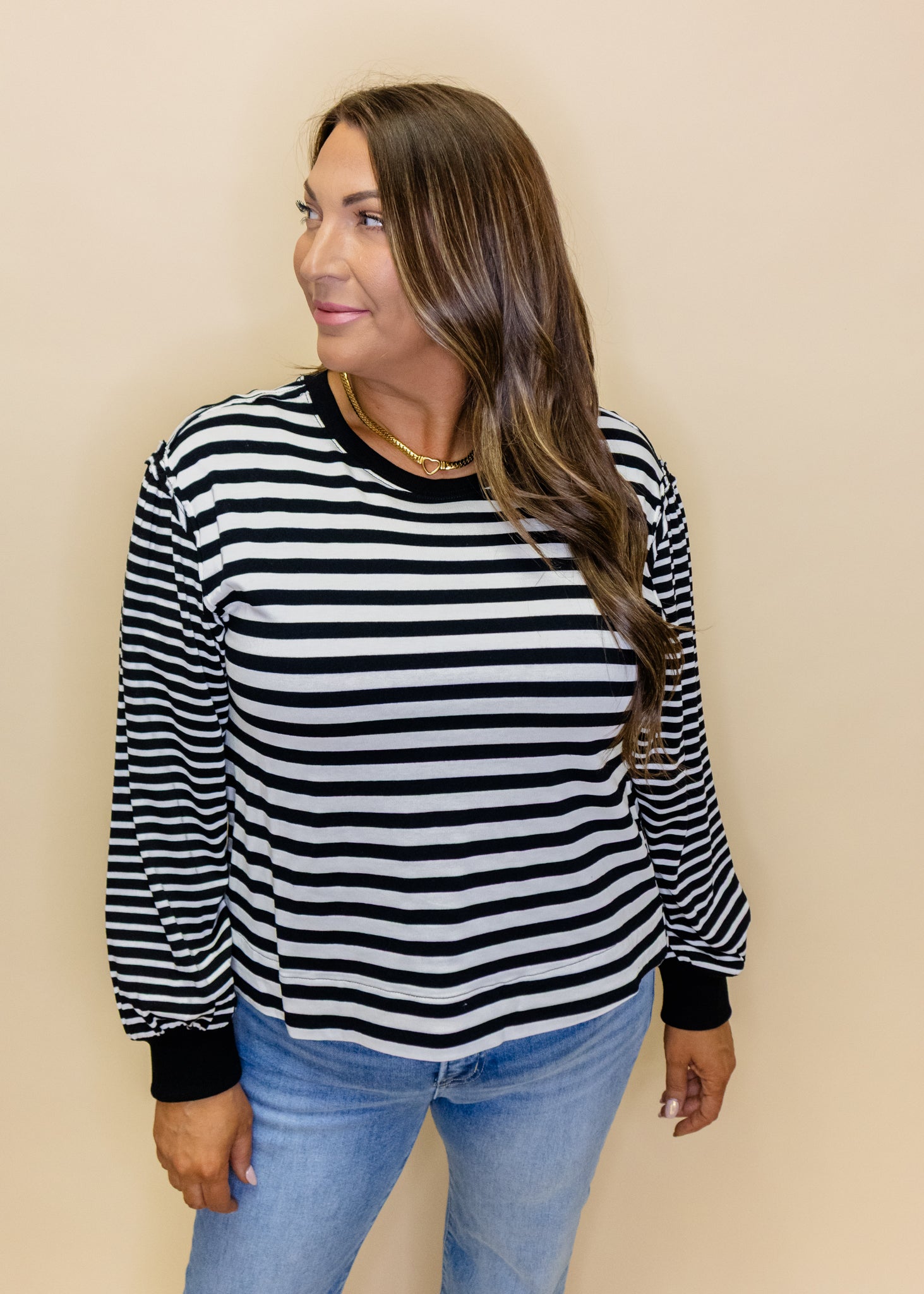 Black Stripe Long Sleeve Top