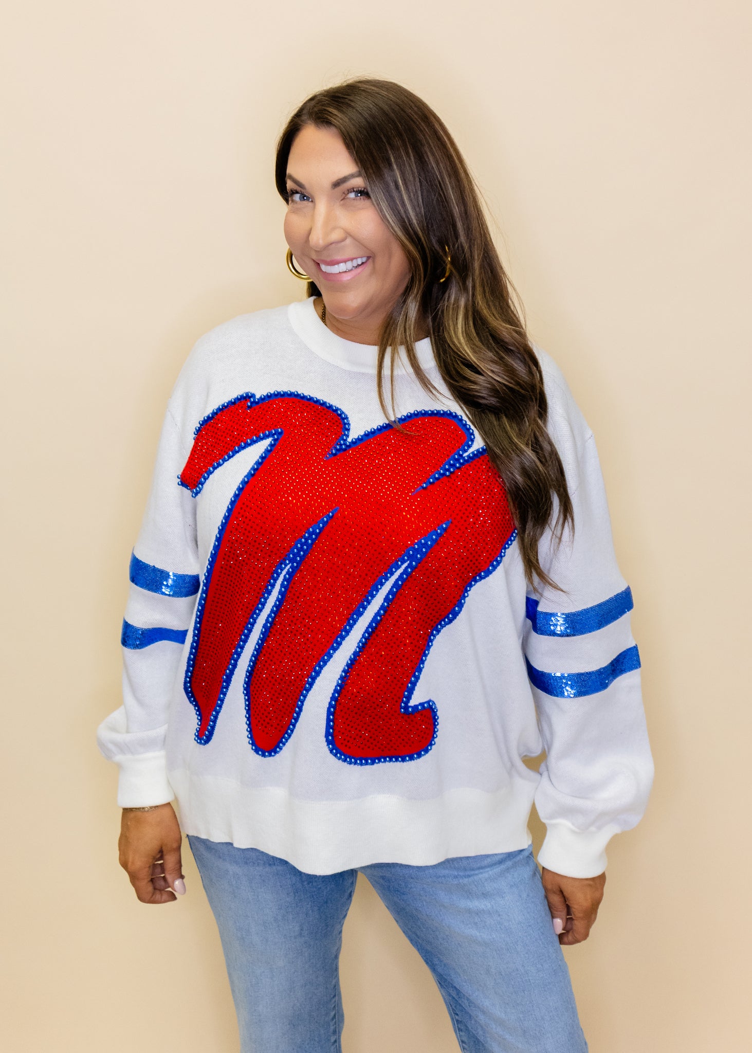 Licensed Ole Miss Oversized Mascot Sweater