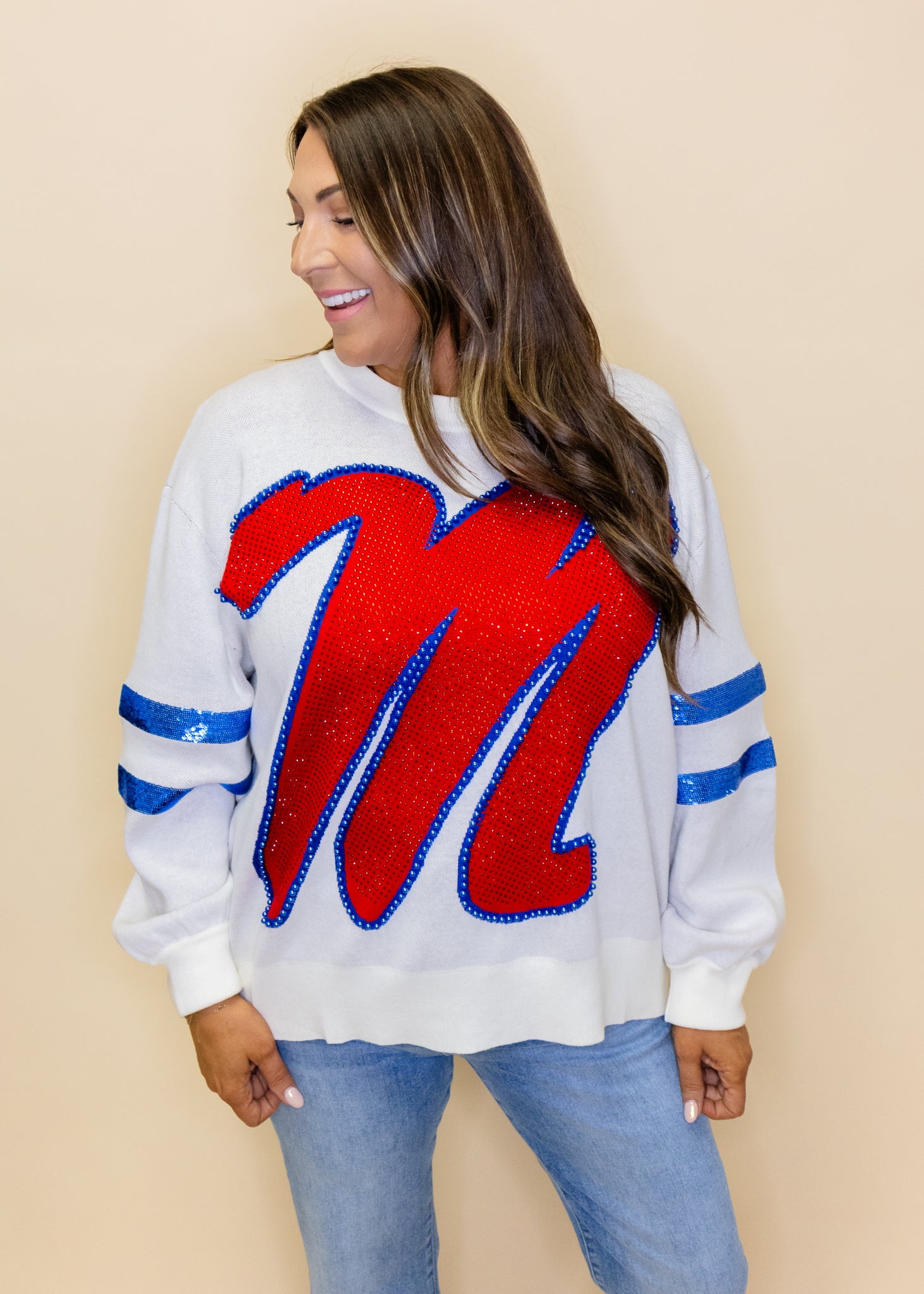 Licensed Ole Miss Oversized Mascot Sweater