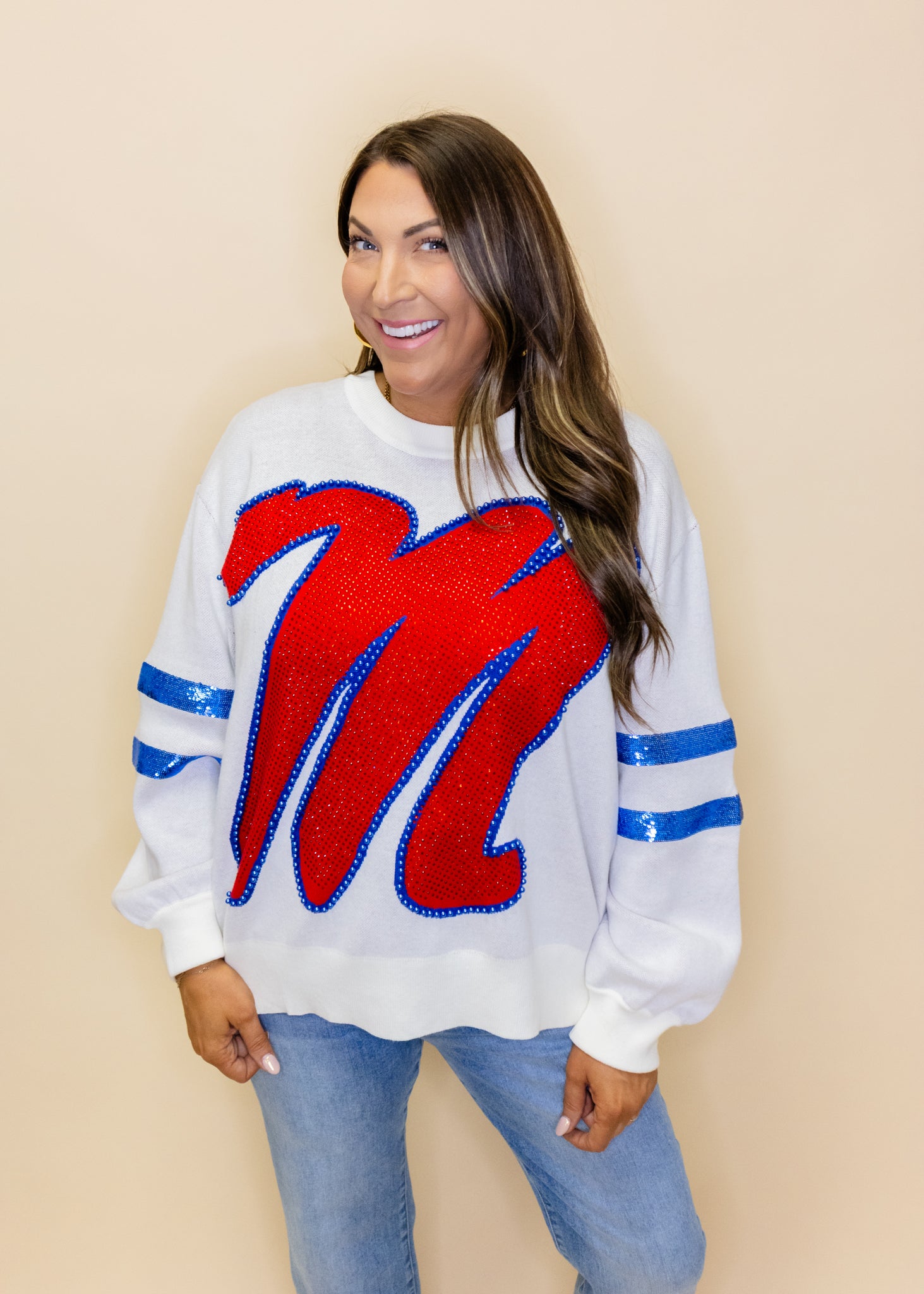 Licensed Ole Miss Oversized Mascot Sweater