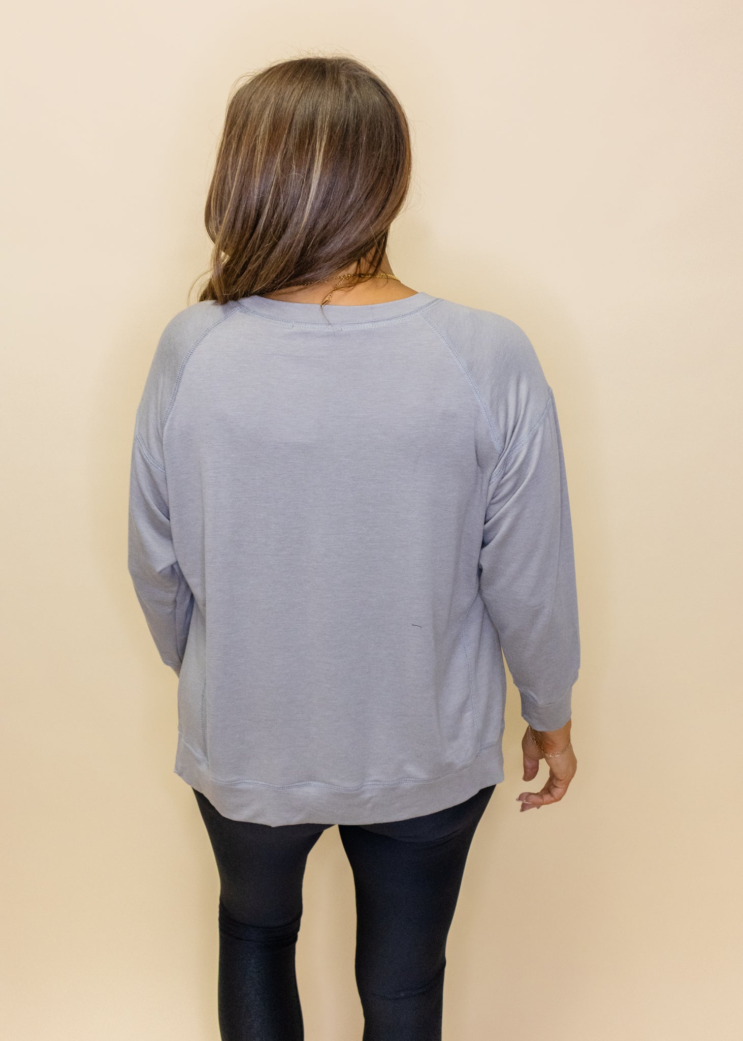Grey Solid Split Side Top