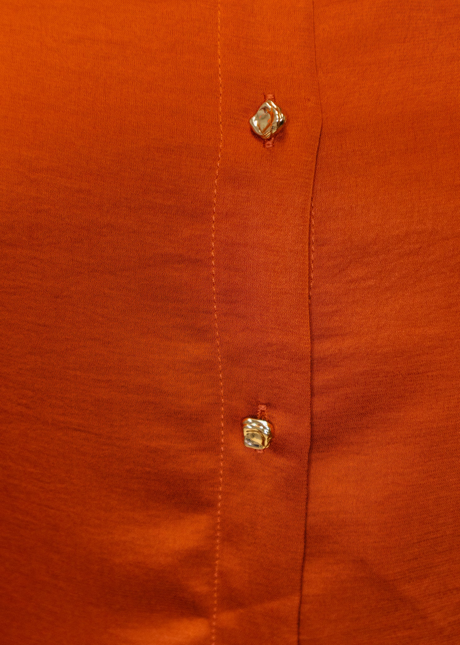 Rust Satin Button Up Top