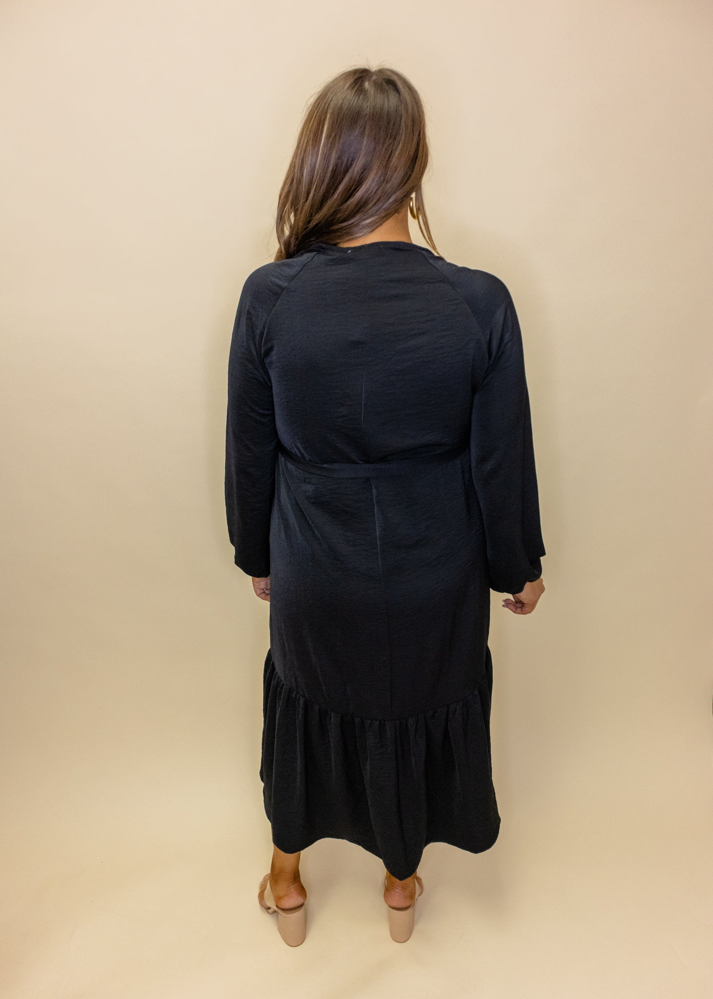 Black Satin Maxi Dress