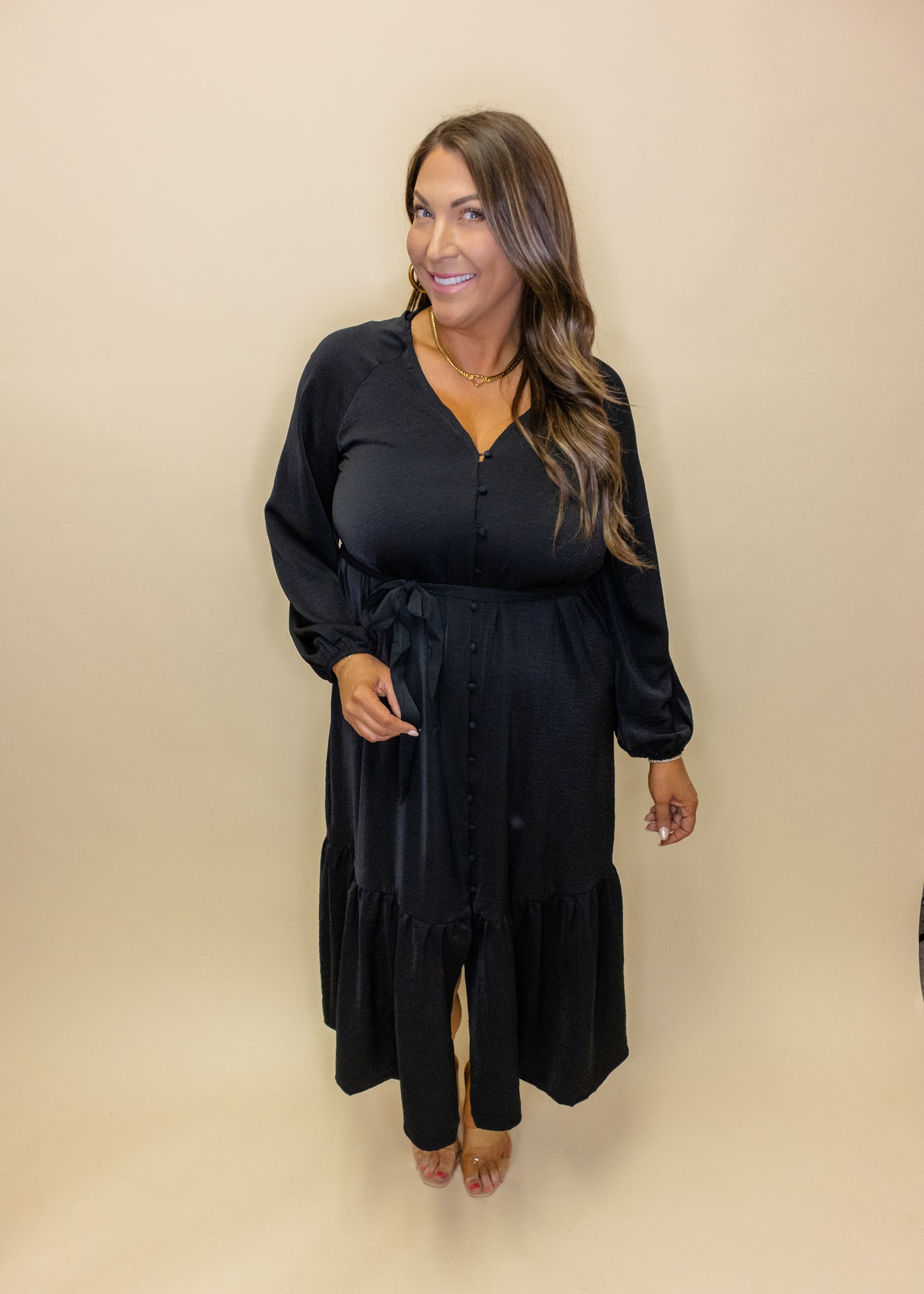 Black Satin Maxi Dress
