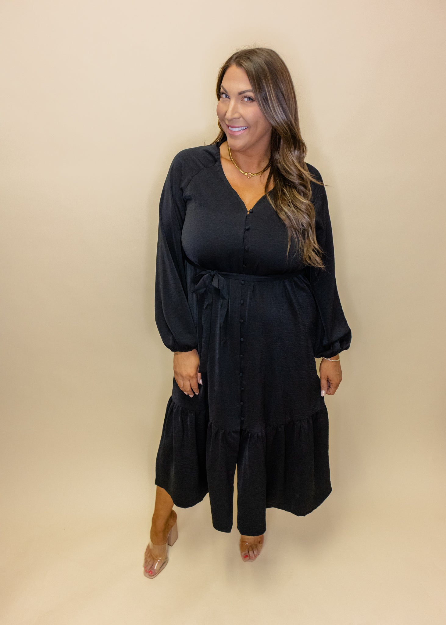 Black Satin Maxi Dress