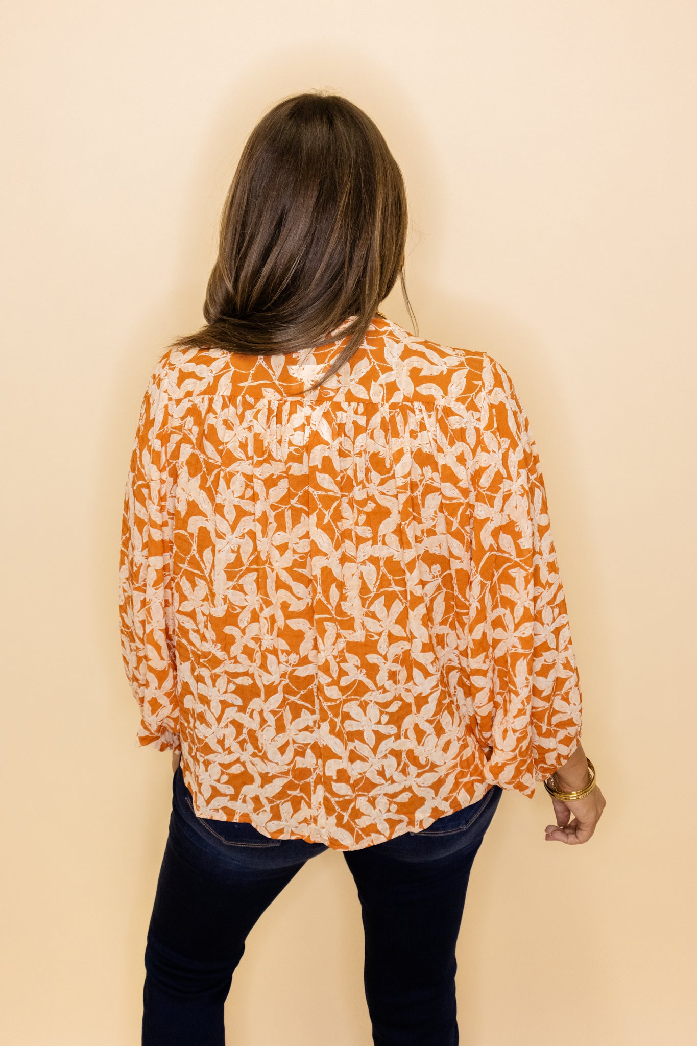 Rust Print Long Sleeve Top