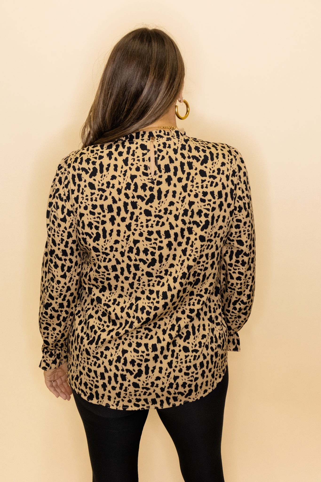 Leopard Long Sleeve Smocked Top