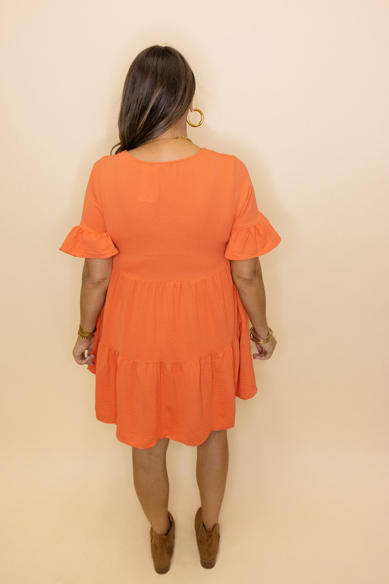 Terra Cotta V-Neck Tiered Dress