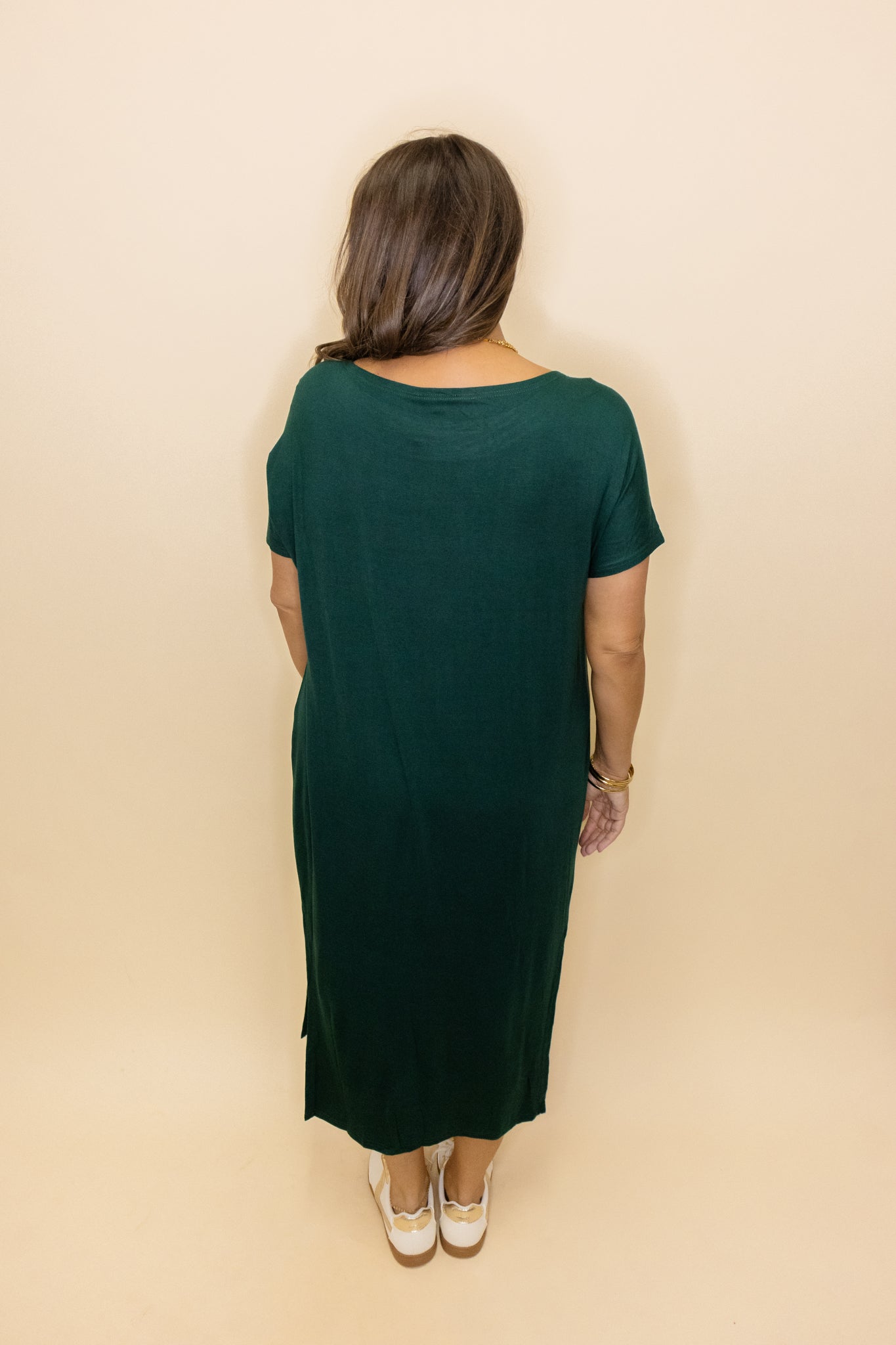 Hunter Green Slit Midi Dress